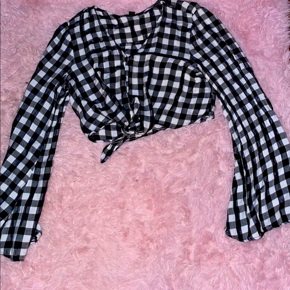 Black and White Plaid Crop Top
